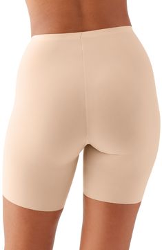 Get a sleek silhouette under outfits in these lightweight, superstretchy shaping shorts that offer allover, medium-level control and a line-free finish. 60% elastane, 40% polyamide Hand wash, dry flat Imported Compressive Smoothing High-waisted Shorts, Fitted Shapewear With Built-in Shorts And Short Legs, Compression Shapewear With Built-in Shorts, High-waisted Stretch Smoothing Shorts, Shapewear Bottoms With Built-in Shorts, Smoothing Stretch High-waisted Shorts, Compressive Shapewear With Smoothing, Short Length, Compressive Smoothing Shapewear Shorts, Short Compressive Shapewear For Smoothing