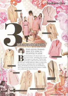 an advertisement for the fashion line is shown in pinks and whitest, with lots of