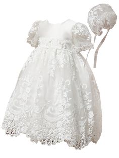 Y9021223-offwhite2_3_1.jpg?0 Pearl Lace, Exquisite Gowns, Girls Couture, Christening Gown, Satin Tulle, Pearl And Lace, Christening Gowns, Junior Bridesmaid Dresses, Junior Bridesmaid