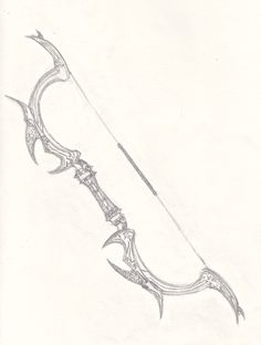 a pencil drawing of a bow and arrow