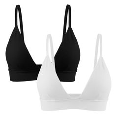 PRICES MAY VARY. Fabric: Made of high-quality nylon and spandex of great softness and elasticity, breathable and skin-friendly to wear. Stylish Design: Knit ribbed triangle bralette with deep V neck, easy to match different clothes Easy Fit: Removable pads and adjustable straps design makes this bra easy to fit Size: Multiple sizes for you to choose, please check the size chart carefully before your purchase to ensure that you take the most appropriate size. Wash Care: We recommend hand washing Deep Neck Tops, Black Bra Top, Stylish Bra, Design Knit, Wireless Bras, Cami Bra, Cute Bras, Spaghetti Strap Top, Triangle Bralette