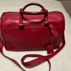 In Good Used Condition Pre Loved. Some Sign Of Wear Inside And Out No Foul Smell In Red Color Designer Red Business Bag, High-end Red Business Bag, Designer Red Satchel For Travel, Designer Red Satchel For Business, Boston Bag, Red Color, Limited Time, Boston, Bag Lady