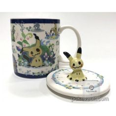 pokemon pikachu coffee mug and coaster set with ceramic figurine on white background