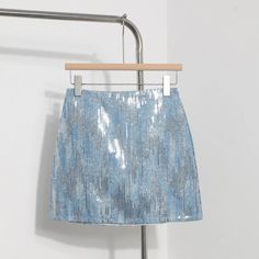 Olivia Mark - High-Waisted Sequin Mini Skirt - Glittery Short Skirt with Anti-Slip and Hip-Enhancing Design Blue Sequin Skirt, Sequin Mini Skirt, African Print Dress Designs, African Print Dress, Sequin Mini Skirts, Sequin Mini, Light Blue Color, Short Skirt, Boots Outfit