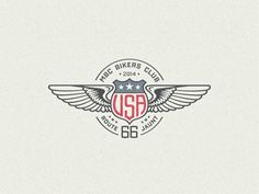 the us air force biker club logo is shown in this image, with wings and stars on