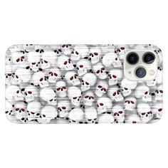 skulls with red eyes on white phone case for the iphone 11, 8 and 6