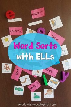 word sorts with ells on a table