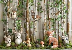 Forest White Birch Animals Backdrop - Gatsby Backdrop Woodland Photo Booth, Forest Birthday Party Food, Enchanted Forest Baby Shower Theme, Woodland Baby Shower Backdrop, Korean Forest, Forest Baby Shower Theme, Enchanted Forest Birthday Party, Enchanted Forest Baby Shower, Enchanted Forest Birthday