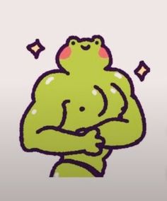 a drawing of a frog with his arms crossed