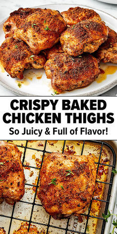 Best baked chicken thighs recipe Best Baked Chicken Thighs, Best Chicken Seasoning, Baked Bone In Chicken, Best Chicken Thigh Recipe, Best Baked Chicken, Chicken Thighs Dinner, Crispy Baked Chicken Thighs, Oven Baked Chicken Thighs, Juicy Baked Chicken