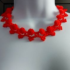 Bright Coral Flowery Necklace/Handcrafted/Only One Piece Made Unique Orange Red Coral Necklace, Gift Red Coral Hand-strung Necklace, Coral Multi-strand Necklace As Gift, Multi-strand Red Coral Beaded Necklace As Gift, Purple Owl, Adjustable Hand-strung Red Coral Necklace, Resin Pendant Necklace, Heart Shaped Necklace, Pink Cat