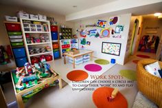 a child's playroom with lots of toys