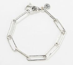 No one does sterling silver like Or Paz -- known for eye-catching designs and plenty of shine. This on-trend bracelet stands beautifully alone or as the focal piece of a gleaming stack. From Or Paz® Sterling Silver Jewelry.  Original item is J405626. This product may be a customer return, vendor sample, or on-air display and is not in its originally manufactured condition. It may not be new. In some instances, these items are repackaged by QVC. Bracelet Stands, Silver Bracelet For Women, Paperclip Bracelet, Silver Link Chain, Trending Bracelets, Silver Link Bracelet, Large Bracelet, Silver Bracelets For Women, Chunky Bracelet