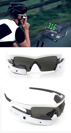 the futuristic glasses are designed to look like they're riding on an electric bike