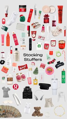 an advertisement for stocking stuff is shown with many items in the shape of a circle