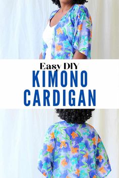 Make your own cute clothing with this Easy DIY Kimono Cardigan With Free Pattern! This kimono is so cute and light! Pick out your own cute inspired fabric and use the included free pattern to make your own in about an hour. The free pattern makes it so easy! Perfect for beginners! Sewing tutorial. DIY clothing. Easy DIY Kimono Cardigan With Free Pattern Kimono Sewing Pattern Free Tutorials, Free Kimono Pattern, Sewing Cardigan Pattern, Kimono Tutorial How To Make, How To Sew Kimono, Flowy Top Sewing Pattern, Free Kimono Sewing Pattern, Free Cardigan Sewing Pattern, Diy Cardigan From Fabric