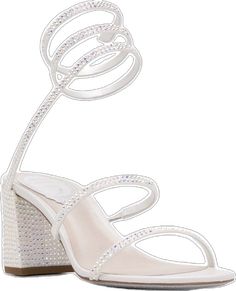 Wedding Shoes Rene Caovilla, White Embellished Open Heel Heels, Renee Caovilla Heels, Rene Caovilla White Heels, Rene Caovilla Butterfly Heels, Rene Caovilla, All Brands, Boutique, Sandals