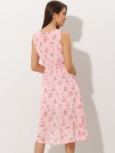 Shop Allegra K for summer wrap ruffle high low hem round neck sleeveless floral dress you are looking for, get more women's dresses for yourself. Order now! Free Returns! Floral Dress Pink, Summer Wraps, Ruffle Fabric, Ballet Dress, Lotus Leaf, Body Curves, Versatile Dress, Poplin Dress, Female Body