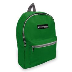 a green backpack with the words everlast on it and zippers at the bottom