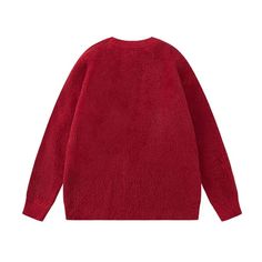 McRabbit Fleece Sweater – h0neybear Red Winter Sweatshirt, Cozy Warm Red Outerwear, Red Crew Neck Outerwear For Winter, Red Crew Neck Winter Outerwear, Red Fleece Sweatshirt For Winter, Casual Warm Red Sweater, Warm Red Sweater For Fall, Winter Red Soft Knit Outerwear, Red Soft Knit Winter Outerwear