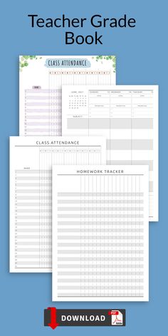 the printable teacher grade book for class attendance