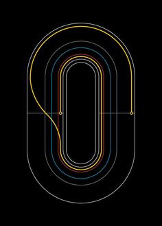 the letter u is made up of different colored lines and shapes on a black background