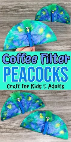 coffee filter peacocks craft for kids and adults with instructions to make them look like they are