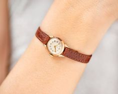 Solid Gold 14K Wristwatch for Women Vintage Nairi Gift, Minimalist Small Wrist Women Cocktail Jewelry Watch Golden New Premium Leather Strap - Etsy Lithuania Vintage Saat, Jewelry Watch, Cocktail Jewelry, Watch Gifts, Women Vintage, Vintage Gifts, Lithuania, Leather Band