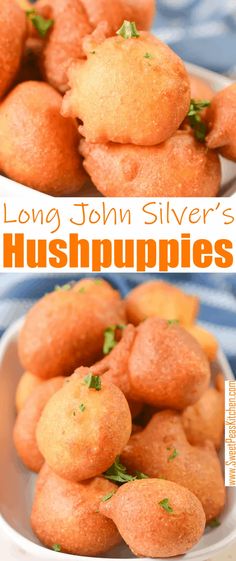 this is an image of long john silver's hush puppies with parsley