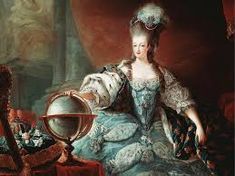 a painting of a woman sitting on a chair next to a globe and other items