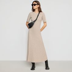 Fena Wide-Ribbed Sweater Dress Essential Sweater, Ribbed Sweater Dress, Ribbed Sweater, Lay Flat, Size Guide, Sweater Dress, Dress Up, Hand Wash, Wardrobe