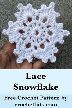 a crochet snowflake pattern is shown in the middle of a photo