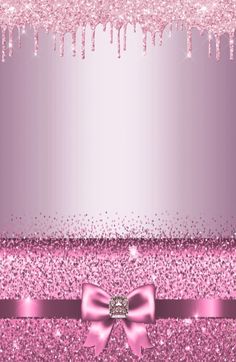 a pink background with glitter and a bow