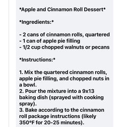 Cinnamon Roll Desserts, 9x13 Baking Dish, Dessert Ingredients, Apple Pies Filling, Pie Filling, Cinnamon Rolls, Apple Pie, Baked Dishes, Cinnamon