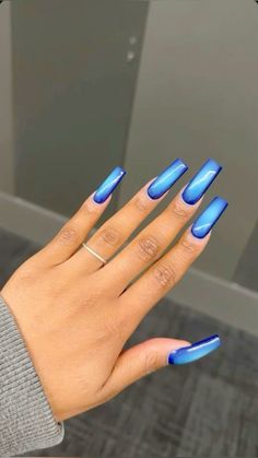 Airbrush Nails, Blue Acrylic Nails, Nail Blue, Nail Type, Dope Nail Designs, Unique Acrylic Nails, Summer Acrylic Nails, Short Acrylic Nails Designs, Pink Acrylic Nails