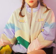 Pastel Color Patchwork Bomber Jacket Pastel Jacket Outfit, Mountain Clothes, Sporty Pink Patchwork Outerwear, Cool Windbreakers, Spring Multicolor Patchwork Windbreaker, 90s Multicolor Streetwear Outerwear, Pink Retro Patchwork Outerwear, Pastel Jacket, 90s Patchwork Multicolor Outerwear