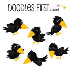 four black birds with yellow beaks are shown in the shape of an argyle pattern