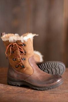 Women's Born Masa Leather Boots with Shearling Lining By Overland Sheepskin Co, http://www.overland.com/Products/Footwear-4000/BootsShoesSandals-4001/WomensLeatherBoots-437/WomensBornMasaLeatherBootswithShearlingLining/PID-57055.aspx Winter Boots With Jeans, Boots With Jeans, Summer Brown, Winter Fashion Boots, Sheepskin Boots, Born Shoes, Sorel Winter Boot, Danner Mountain Light Boot, Leather Lace