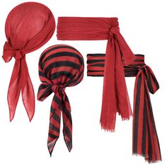 red and black scarfs, headbands and scarves on a white background