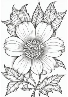 a black and white drawing of a flower