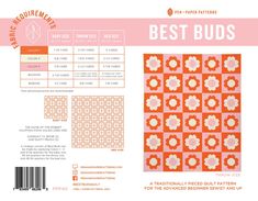 the best buds quilt pattern is shown in orange and white