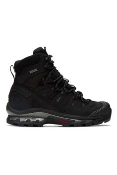 Salomon: Black Quest 4D GTX Advanced Boots | SSENSE Ski Shop, Lifestyle Shop, White Elephant Gifts, Black Logo, All Black Sneakers, Hiking Boots, Black Boots, Leather Boots, Gifts For Dad