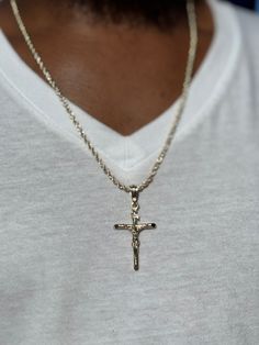 14k pvd plated rope chain with St. Lazarus Pendant non tarnish for men/women 24" Men’s Crucifix Necklace, Gold Cross Necklace With Rope Chain, Men Cross Necklace, St Lazarus, Gold Crucifix Necklace, Chain With Cross, Chain With Pendant, Chain Necklace For Men, Crucifix Necklace