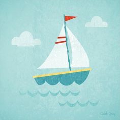 an illustration of a sailboat in the ocean