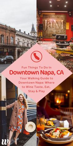 the downtown napa, ca guide is featured in this postcard