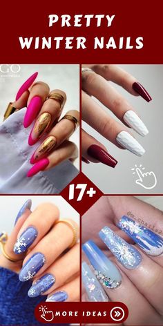 Pretty Winter Nails, Elegant Manicure, Almond Nail, Winter Nail Designs, Winter Nail