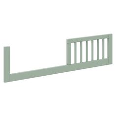 a white bed frame with bars on the top and bottom rail, against a white background