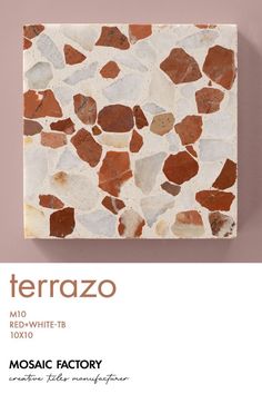 the cover of terrazzo magazine, featuring red and white rocks on a pink background