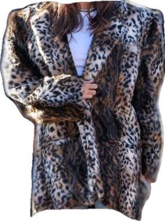 Winter Leopard Print Outerwear With Pockets, Oversized Leopard Print Long Sleeve Outerwear, Hooded Leopard Print Outerwear For Fall, Fall Leopard Print Hooded Outerwear, Fitted Leopard Print Long Sleeve Outerwear, Faux Fur Material, Custom Jacket, Place Your Order, Print Coat