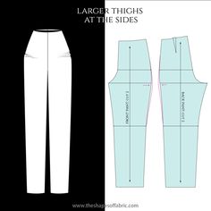 the front and back view of a women's cropped pant pattern, with measurements